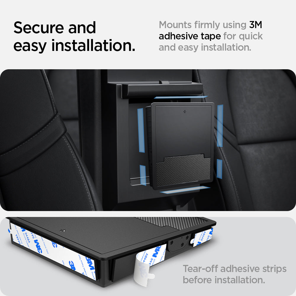 ACP04509 - Tesla Model Y & 3 - Center Console Hidden Storage Box secure and easy installation. Mounts firmly using 3M adhesive tape for quick and easy installation. Tear off adhesive strips before installation.