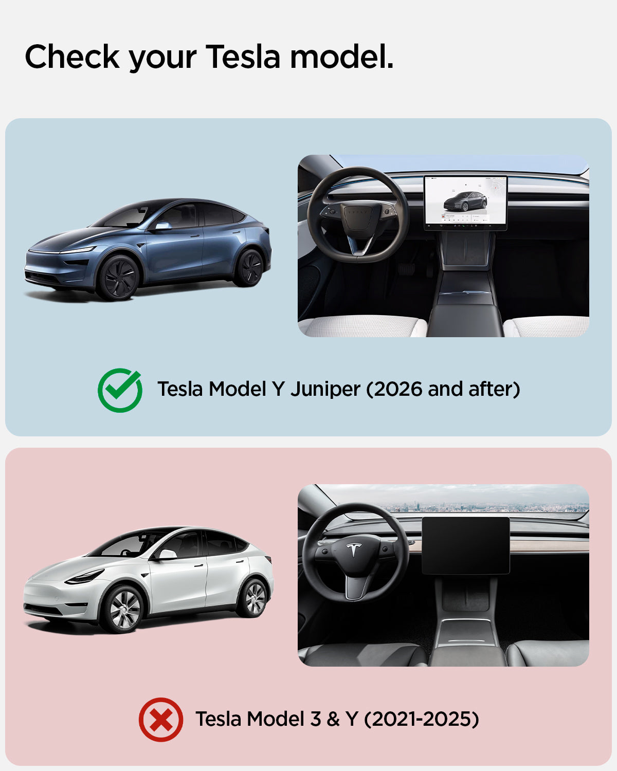 ACP09568 - Model Y (2025) CryoShade Sunroof in Gray showing the compatibility only with Tesla Model Y Juniper (2026 and after). Not compatible with Tesla Model 3 & Y (2021-2025)