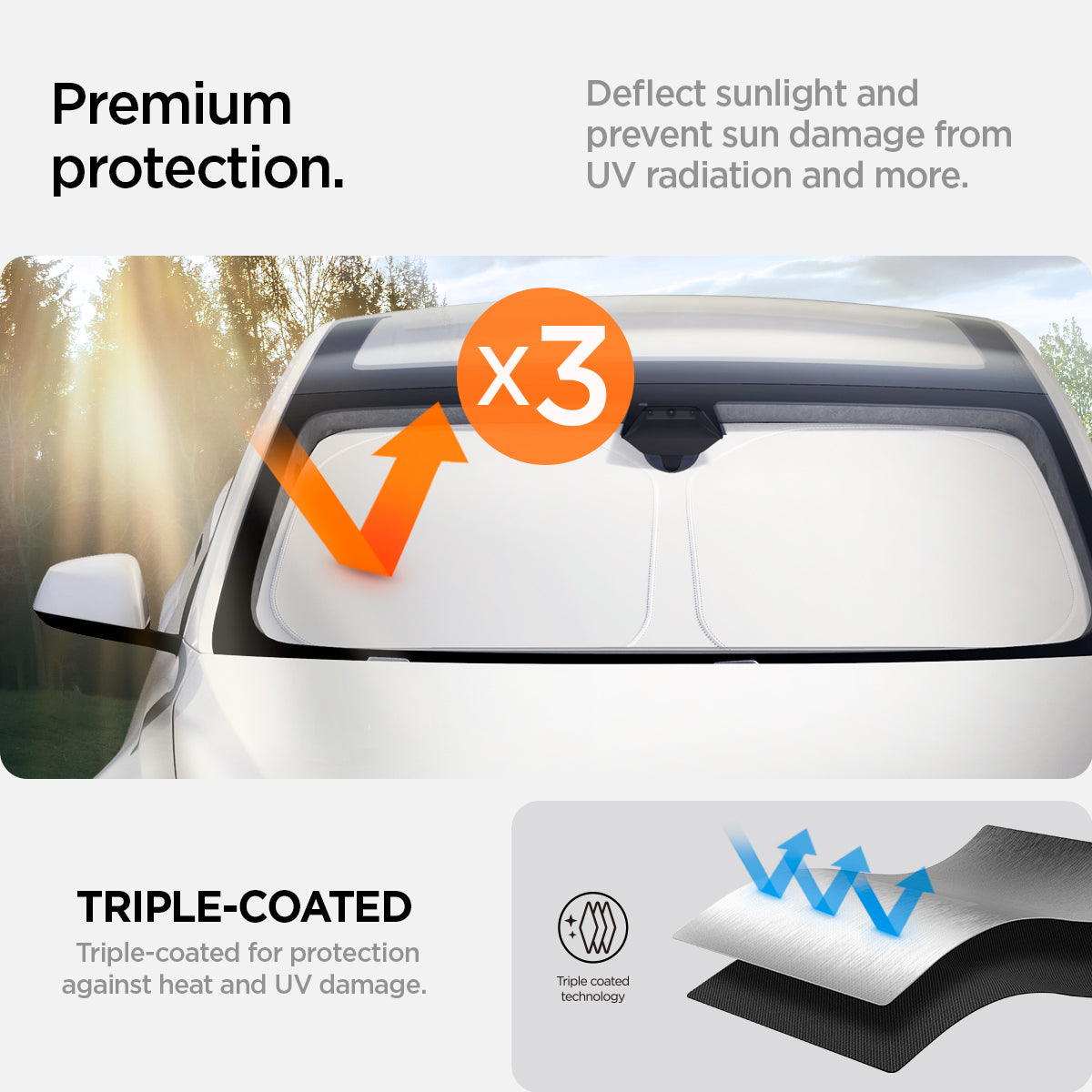 ACP09305 - Tesla Series - CryoShade Model S (2022-2024) premium protection. deflect sunlight and prevent sun damage from UV radiation and more, triple coated triple coated for protection against heat and UV damage.