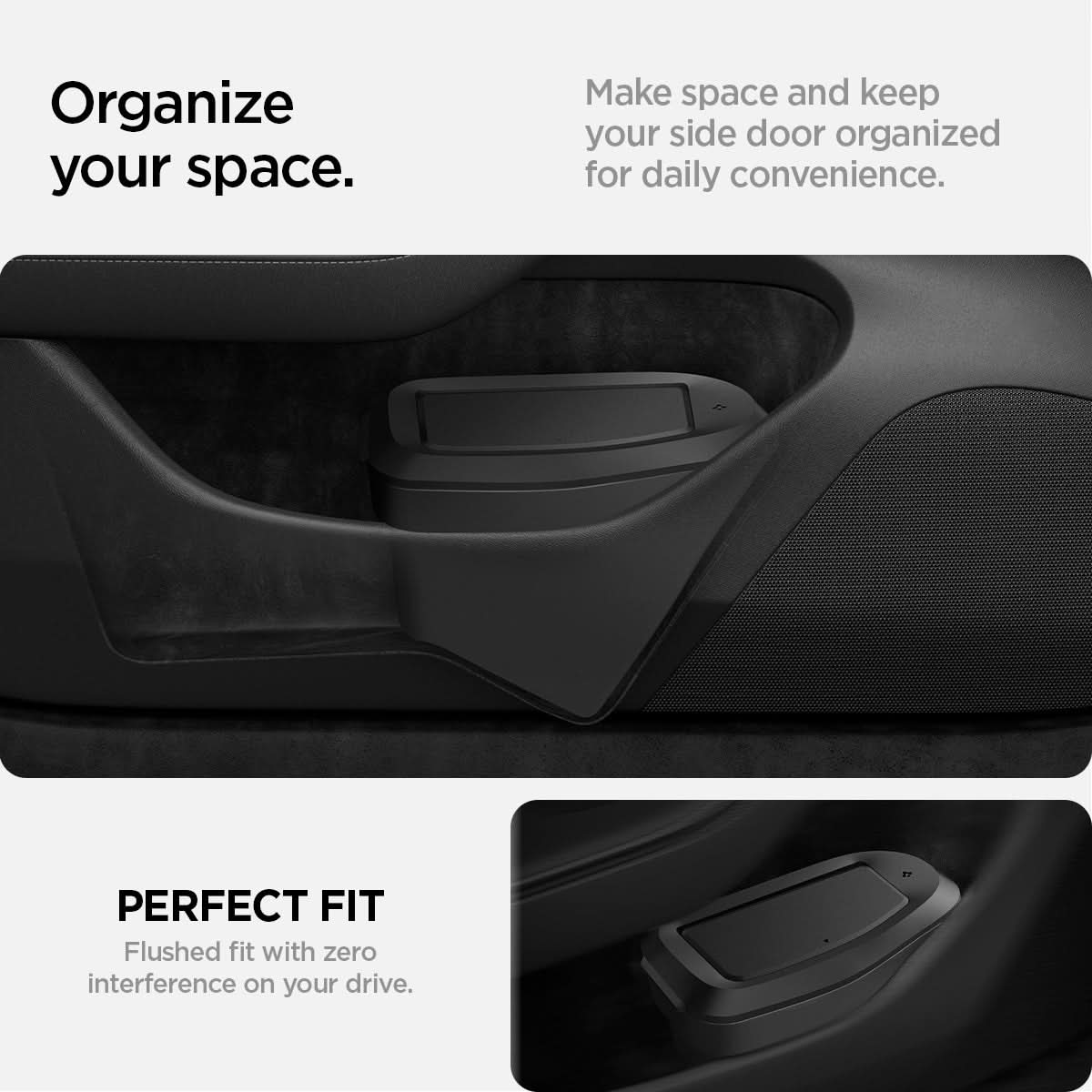ACP09184 - Tesla Series Car Trash Bin TO282 H organize your space. Make space and keep your side door organized for daily convenience. Perfect fit. Flushed fit with zero interference on your drive.