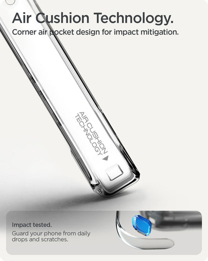 ACS11279 - Pixel 10a Ultra Hybrid in Crystal Clear showing air cushion technology. corner air pocket design for impact mitigation