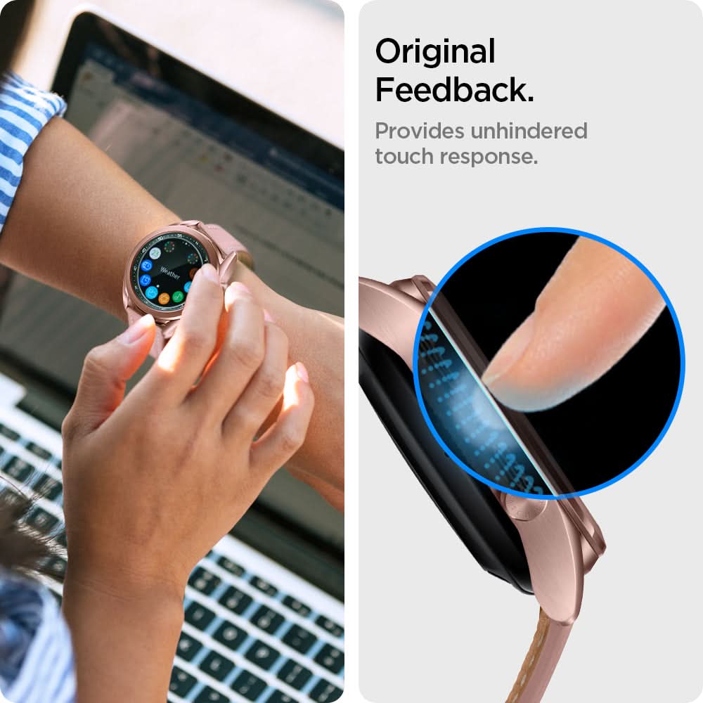 AGL01844 - Galaxy Watch 3 (41mm) Screen Protector EZ Fit GLAS.tR SLIM original feedback. Provides unhindered touch response.