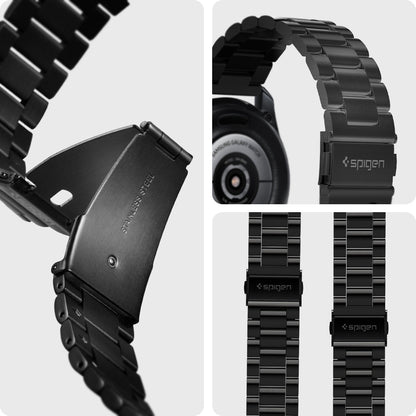 600WB24980 - Galaxy Watch Band (20mm) Modern Fit in black showing side, band and detail.