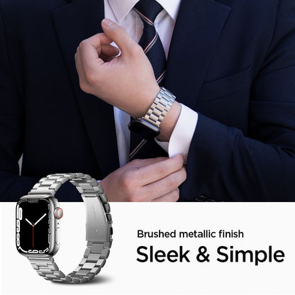 062MP25404 - Apple Watch Ultra 3/2/Ultra 49mm, Series 11/10 46mm, 9/8/7 45mm, SE3/SE2/SE/6/5/4 44mm, 3/2/1 42mm Modern Fit Silver showing matte metallic finish. sleek and simple