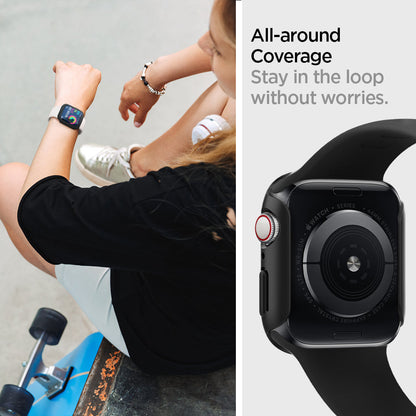 062CS24474 - Apple Watch Series (44mm) Case Thin Fit in black open cutout stay in the loop without worries.