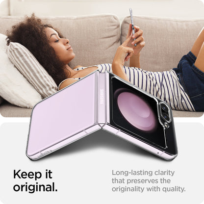 ACS06230 - Galaxy Z Flip 5 Case AirSkin in crystal clear showing the long-lasting clarity that preserves the originality with quality