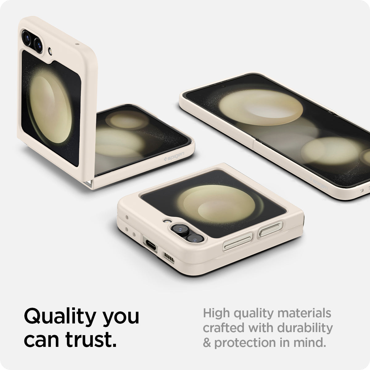 ACS06231 - Galaxy Z Flip 5 Case AirSkin in pearled ivory showing the quality you can trust. High quality materials crafted with durability & protection in mind