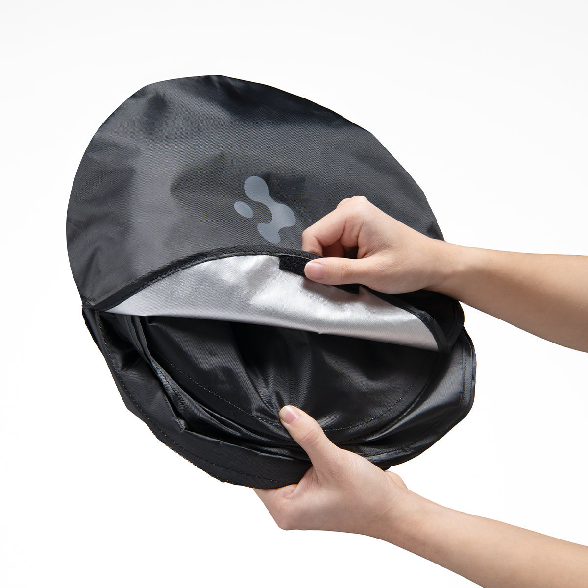 ACP09094 - Tesla Model X TO263 (2022-2025) Cryoshade in black showing hands putting the shade cover away