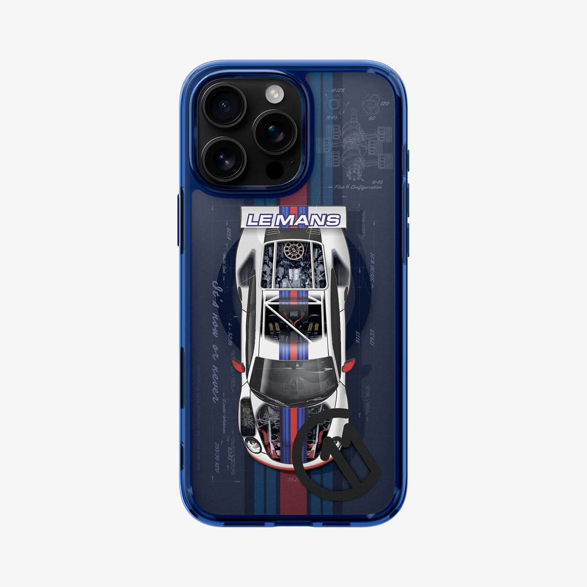 ACS09590 - iPhone 16 Pro Case c11 Series Le Mans Edition (MagFit) in Le Mans showing the back with device installed