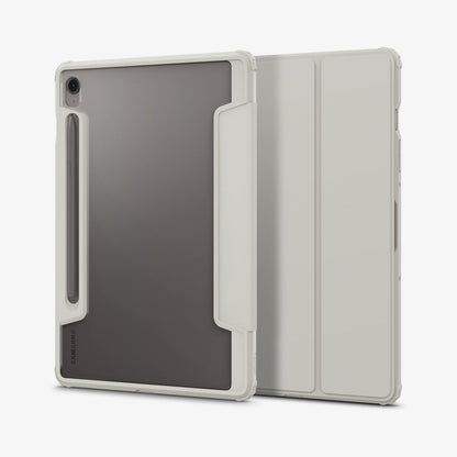 ACS09533 - Galaxy Tab S10 FE Case Ultra Hybrid Pro in Gray showing the back and partial front