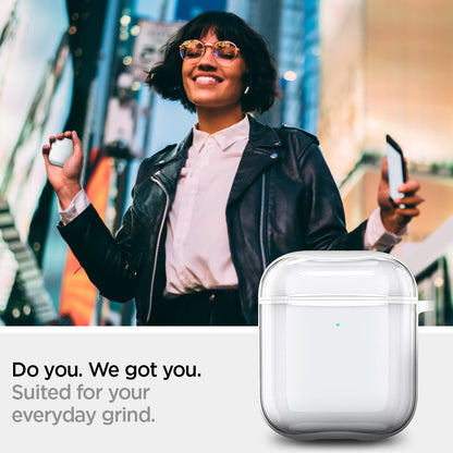 ASD01301 - Apple AirPods 1 / 2 Case Ultra Hybrid in jet white showing the trimmed to fit. Precise fitting for absolute coverage with 0.1 inch thickness