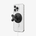 AMP10137 - O-Mag Charging Grip (MagFit) | OM107 in Black showing back attach with the phone