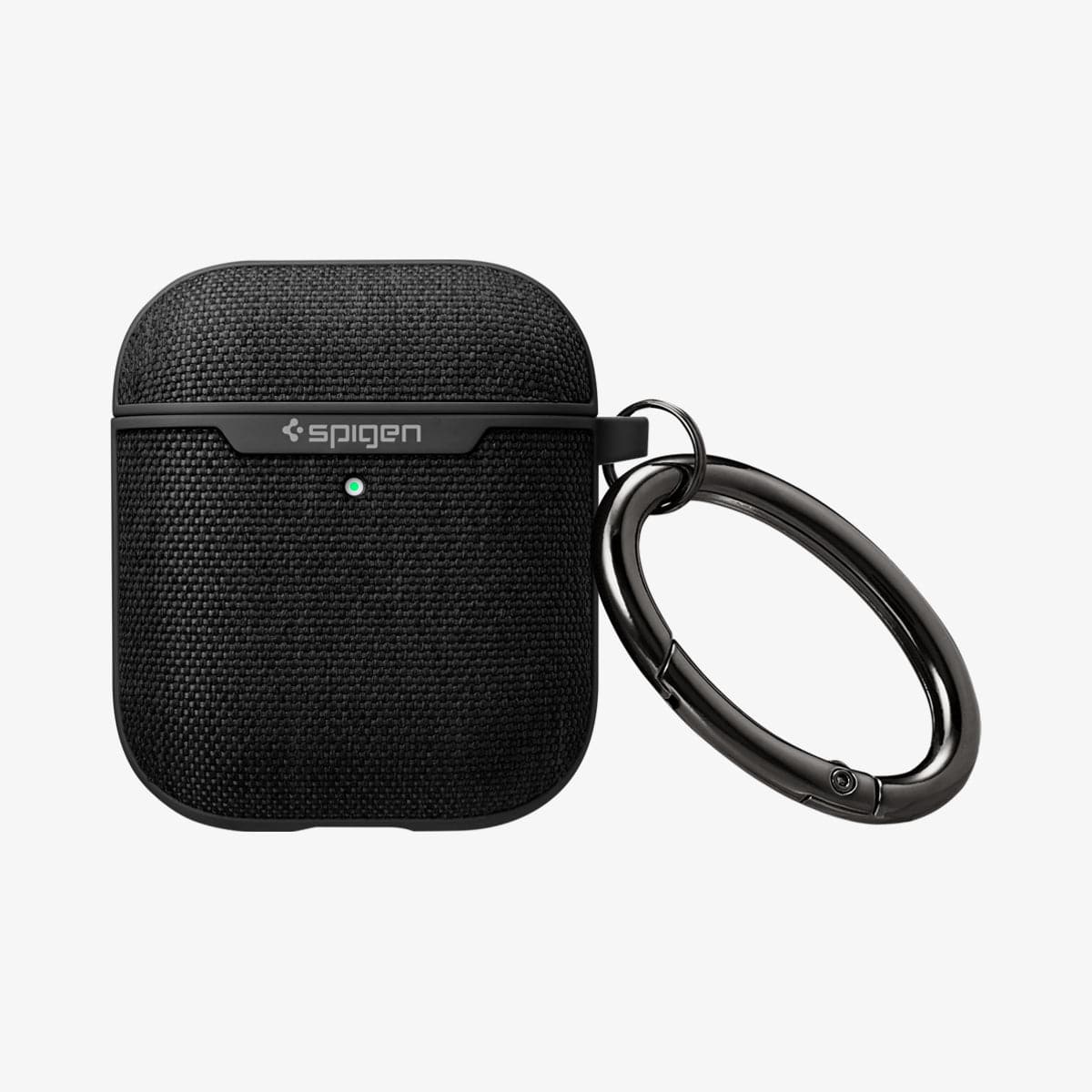 074CS27030 - Apple AirPods 1 / 2 Case Urban Fit in black showing the front and carabiner