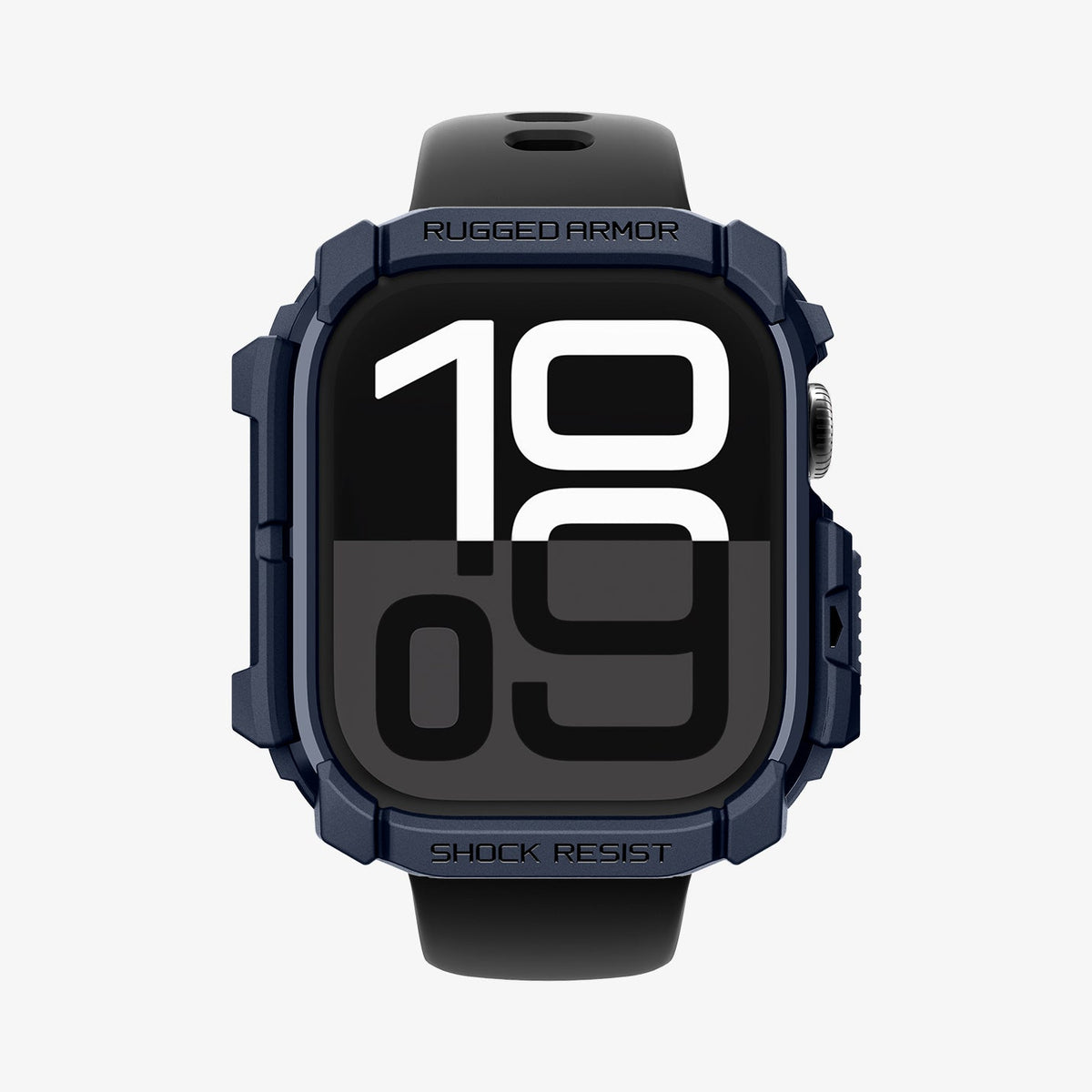 ACS08586 - Apple Watch 10 (42mm) Case Rugged Armor in Navy Blue showing the front and partial sides