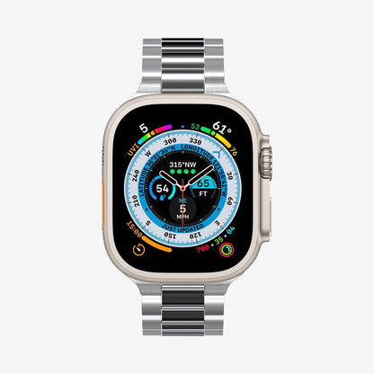 AMP06356 - Apple Watch Series (Apple Watch (49mm)/Apple Watch (45mm)/Apple Watch (42mm)) Watch Band Modern Fit 316L in silver showing the front