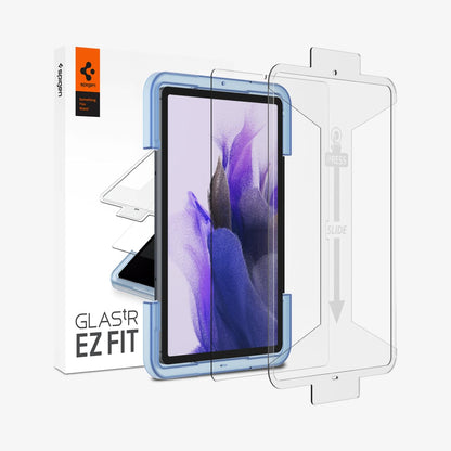 AGL02032 - Galaxy Tab S8 Screen Protector EZ Fit GLAS.tR showing the device, screen protector, ez fit tray and packaging