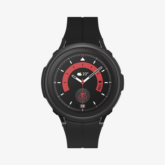 ACS05185 - Galaxy Watch 5 Pro (45mm) Case Liquid Air in matte black showing the front