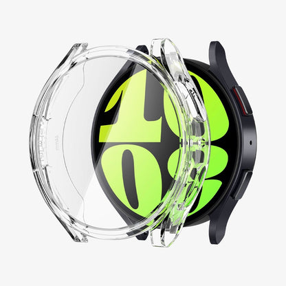 ACS06497 - Galaxy Watch 6 (44mm) Case Ultra Hybrid in crystal clear showing the case hovering in front of watch face