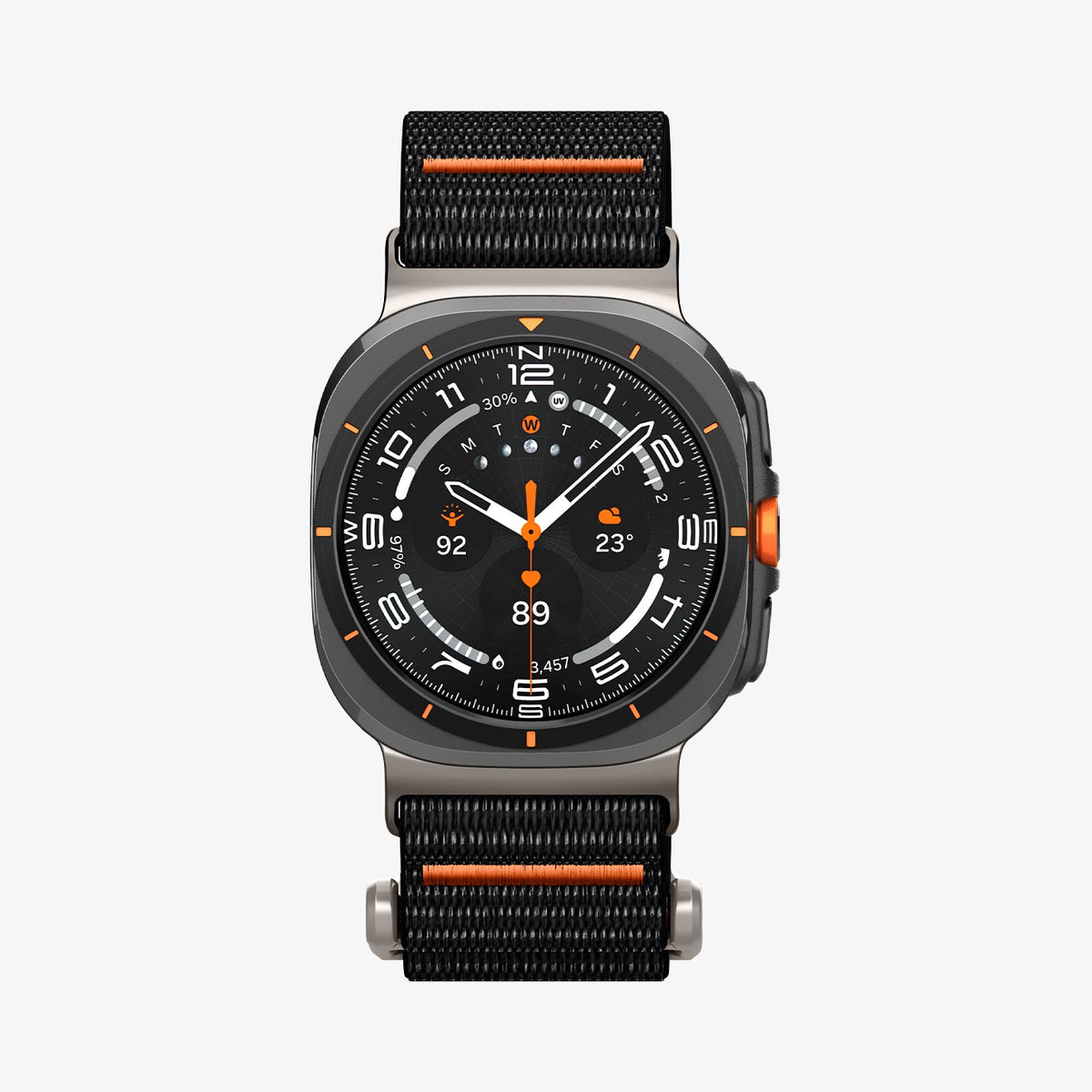 AMP08773 - Galaxy Watch Ultra DuraPro Flex in Black showing the front and sides