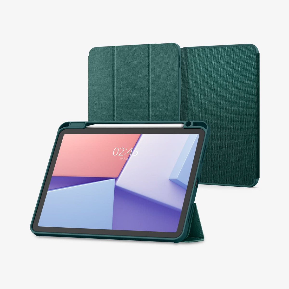 ACS07755 - iPad Air 11-inch (2025/2024) Case Urban Fit in Midnight Green showing the front with stylus pen attached, partial front and partial back
