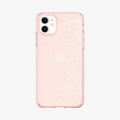 076CS27182 - iPhone 11 Case Liquid Crystal Glitter in rose quartz showing the back