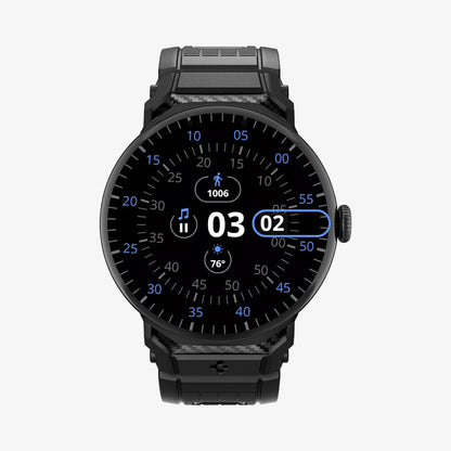 AMP07600 - Pixel Watch 5 (45mm) Rugged Band Matte Black showing the front and sides