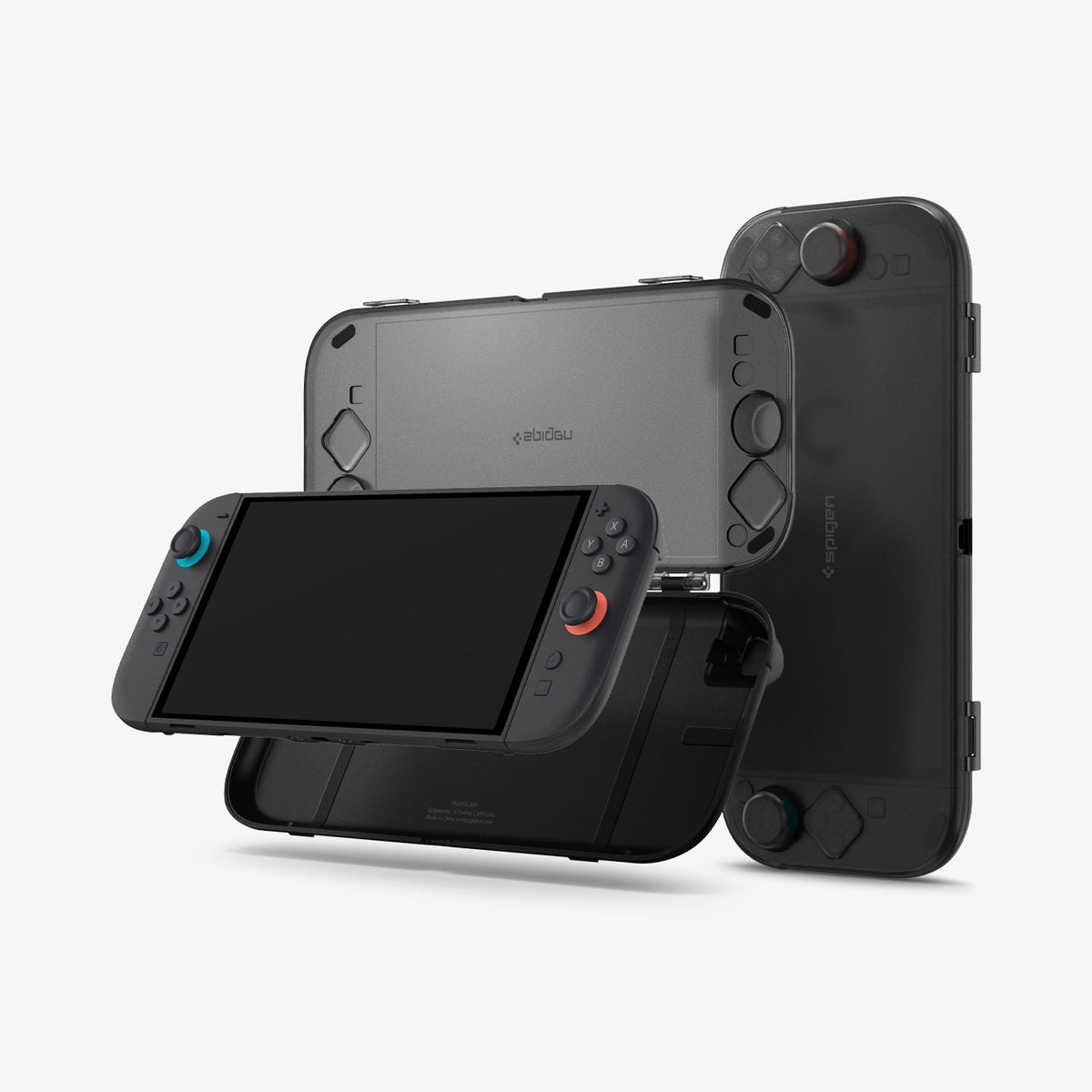 ACS10487 - Nintendo Switch 2 Thin Fit 360 in Black showing the device hovering in front of the case and another device with the case