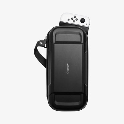 AFA04021 - Nintendo Switch OLED Rugged Armor Pro Pouch in matte black showing the front with device sticking out slightly
