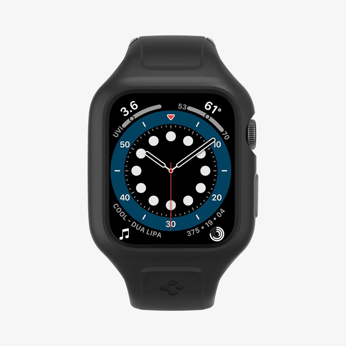 AMP02007 - Apple Watch Series (44mm) Case Liquid Air Pro in black showing the front