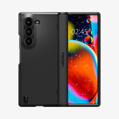 ACS07820 - Galaxy Z Fold 6 Case Slim Armor Pro in Black showing the back, hinge and front