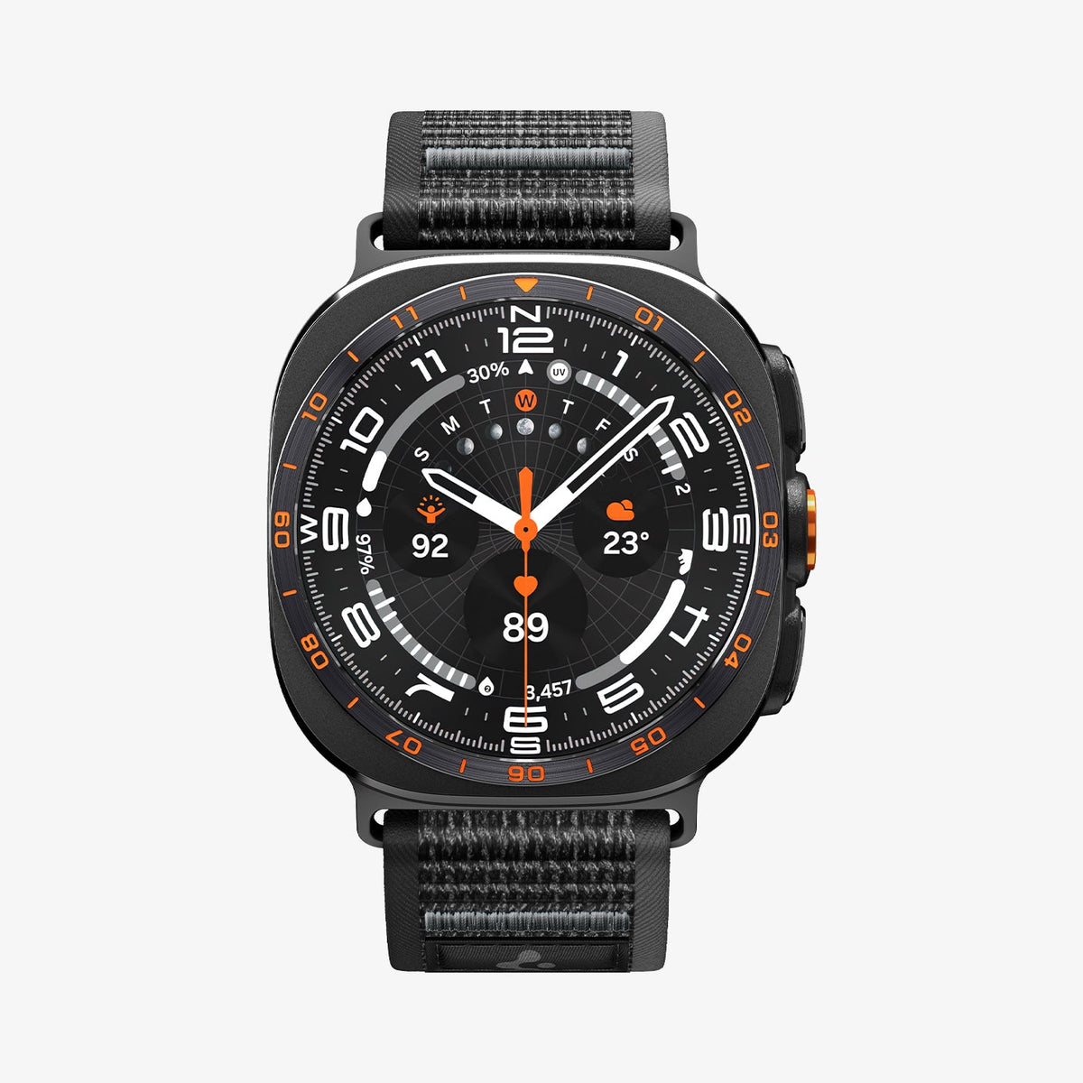AMP11614 - Galaxy Watch Ultra Series - Athlex Air showing the Galaxy Watch Ultra with the Athlex Air band in Black, front view on white background.