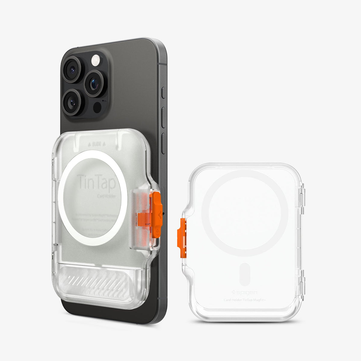 AFA07557 - MagSafe Card Holder Tintap (MagFit) in Frost Clear showing the back, partial side and back