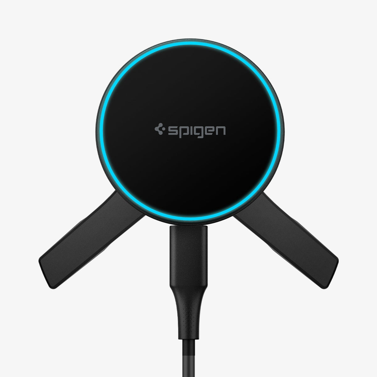 ACP10513 - Spigen Essential Qi2 Wireless Car Charger front view showing circular LED charging indicator